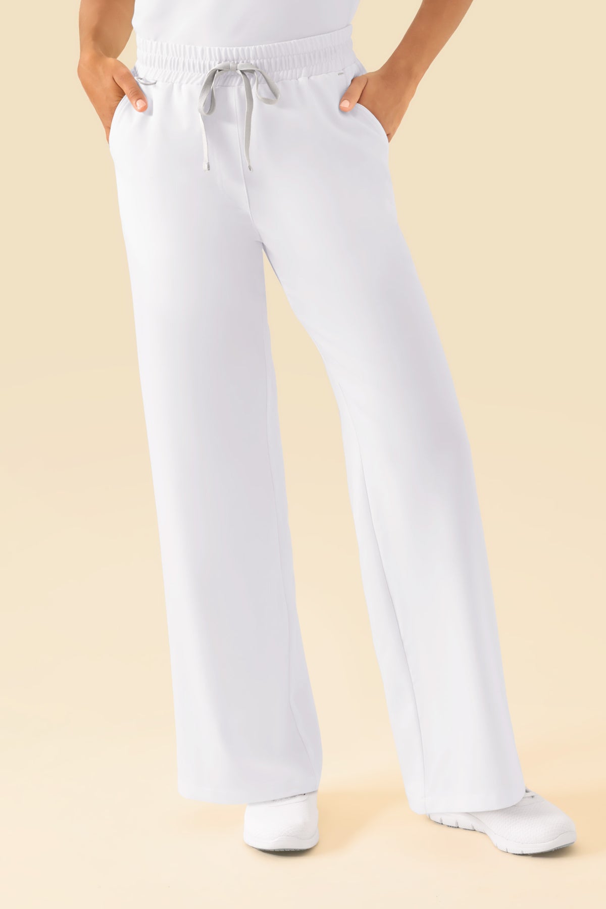 KAERE Pantalon Femme - large jambe blanc