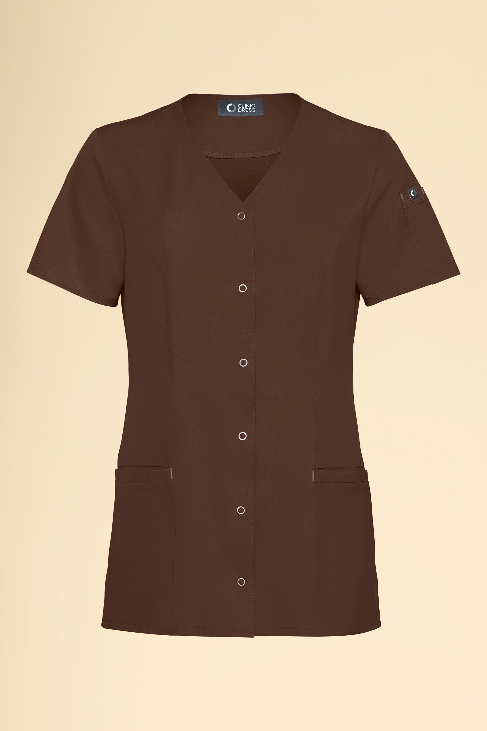 KAERE Blouse Femme - Patte de boutonnage coffee, Vue de face 