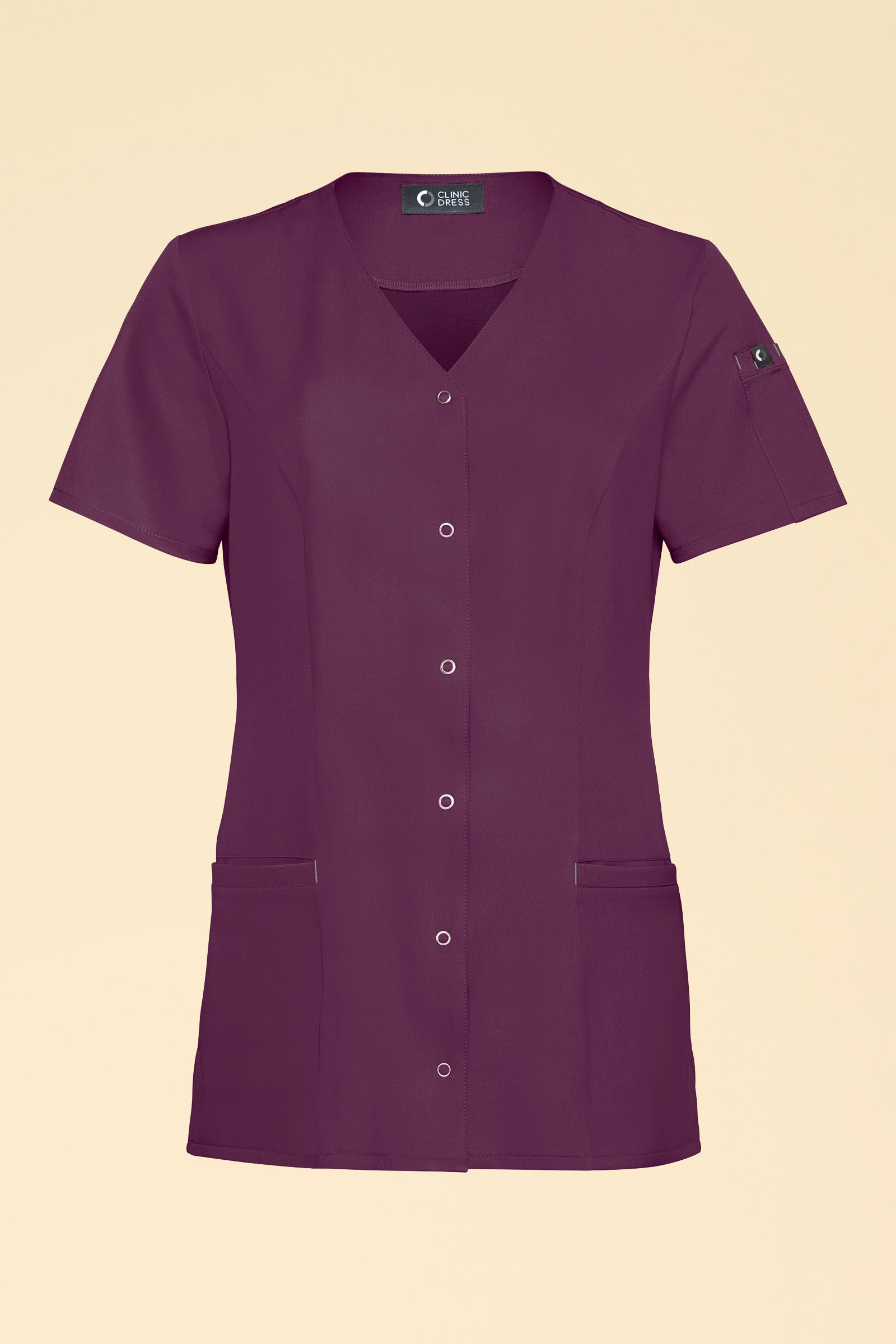 KAERE Blouse Femme - Patte de boutonnage prune, Vue de face 