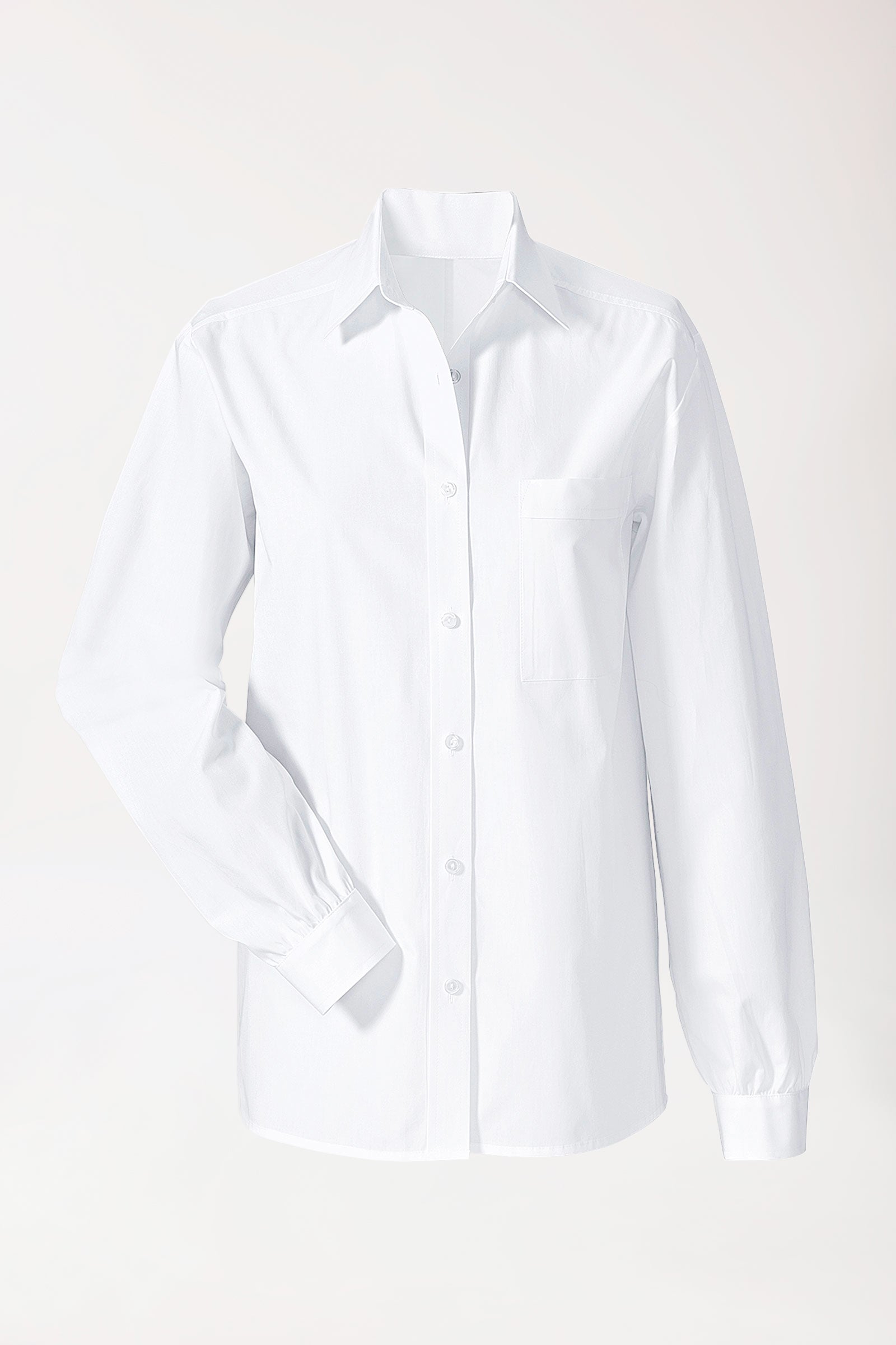 Chemisier blanc manches longues 100% coton, Vue de face 
