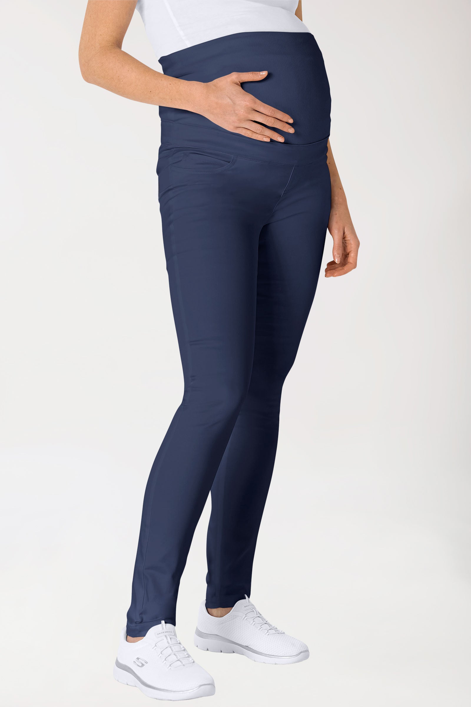 Comfort Stretch Pantalon de grossesse - Ceinture élastique en maille bleu navy