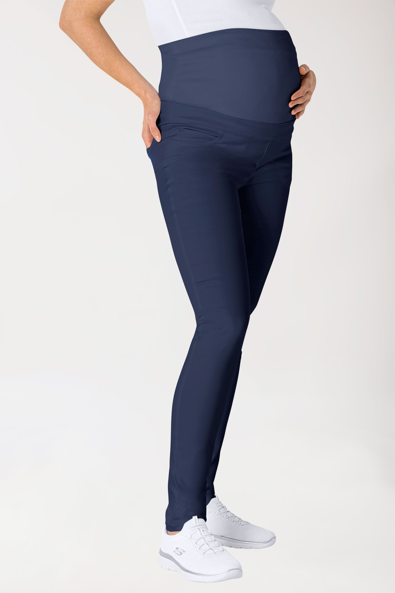 Comfort Stretch Pantalon de grossesse - Ceinture élastique en maille bleu navy