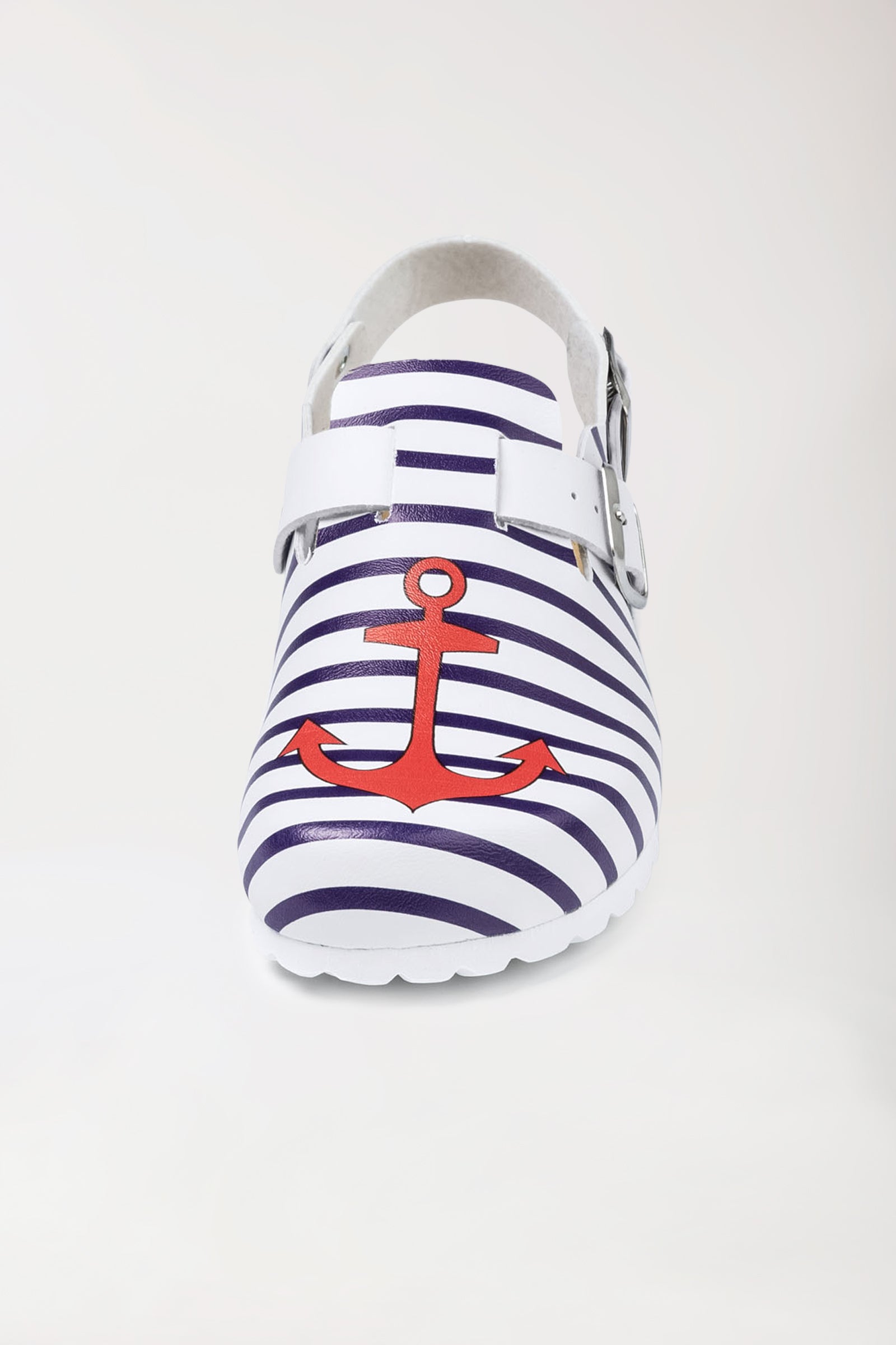 Sabots Femme blanc/bleu marine/rouge