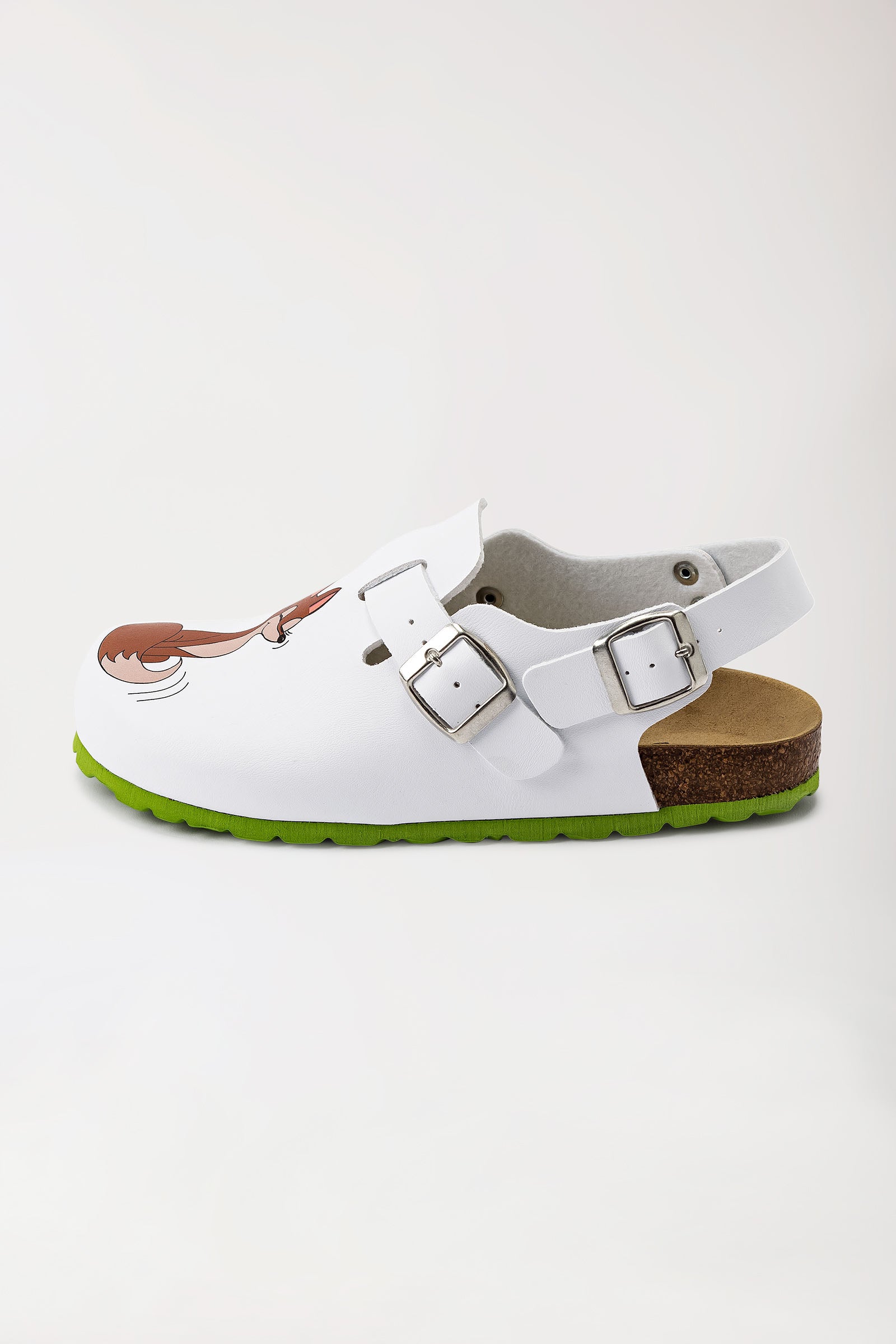 Sabots Femme blanc/vert pomme, Vue de face 