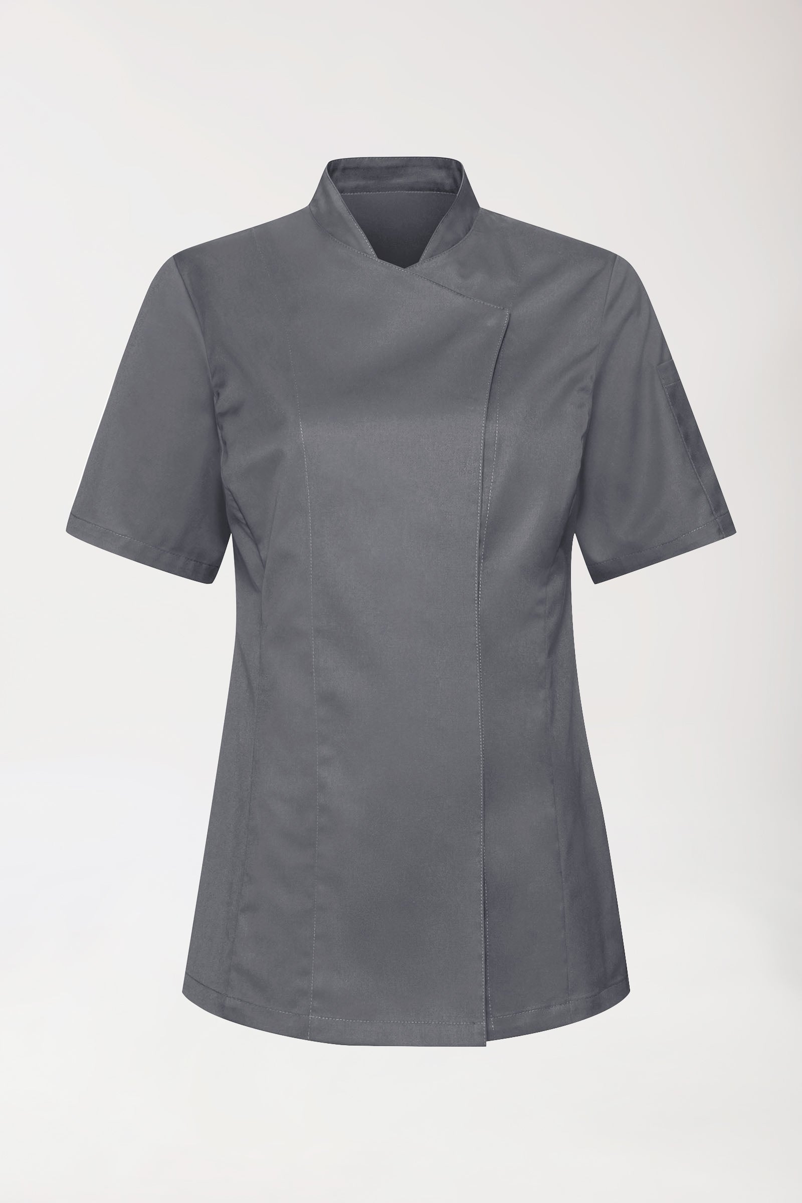 Gastro Veste de cuisine Femme - Manche courte gris granit, Vue de face 