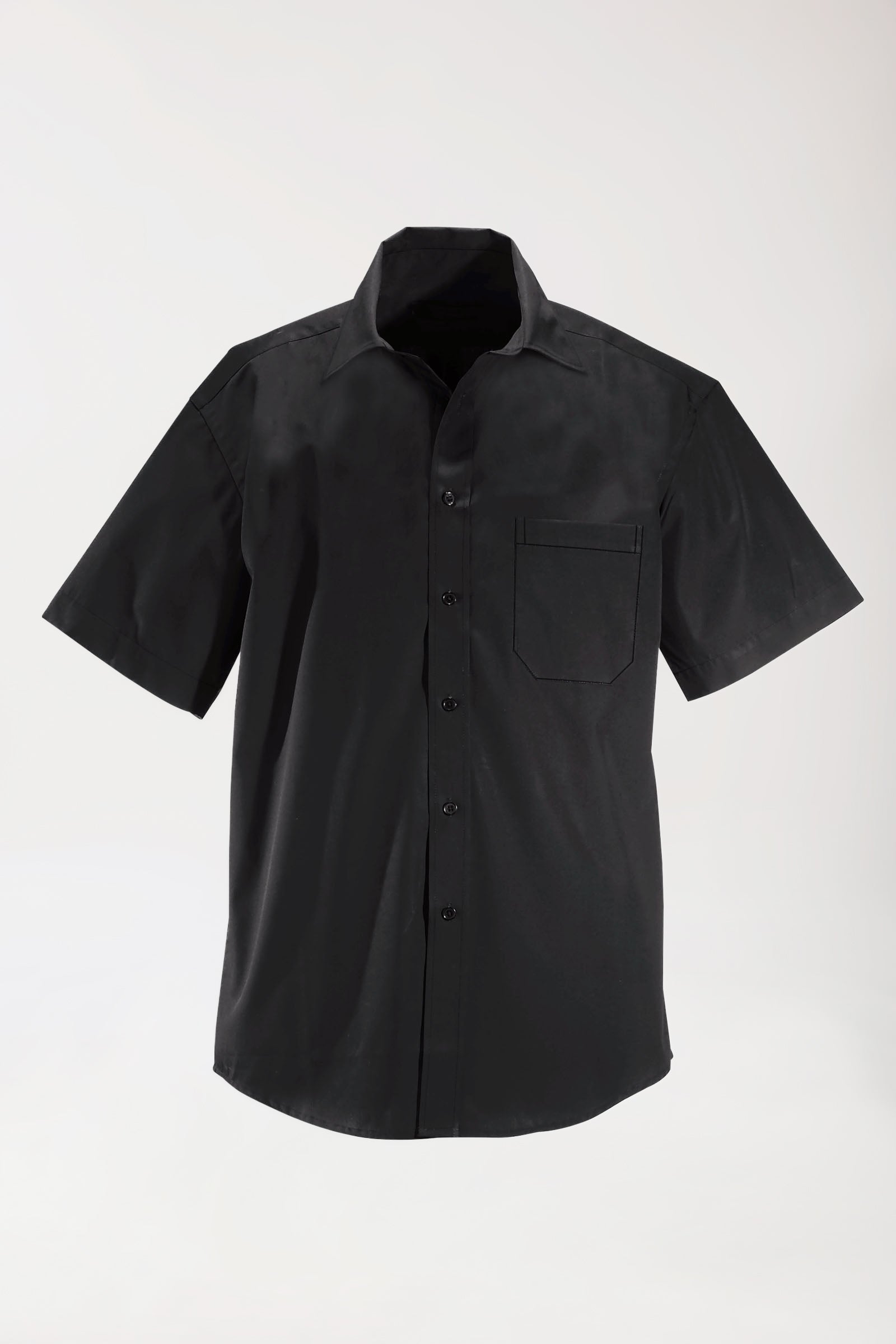 Chemise homme noir manches mi-longues, Vue de face 