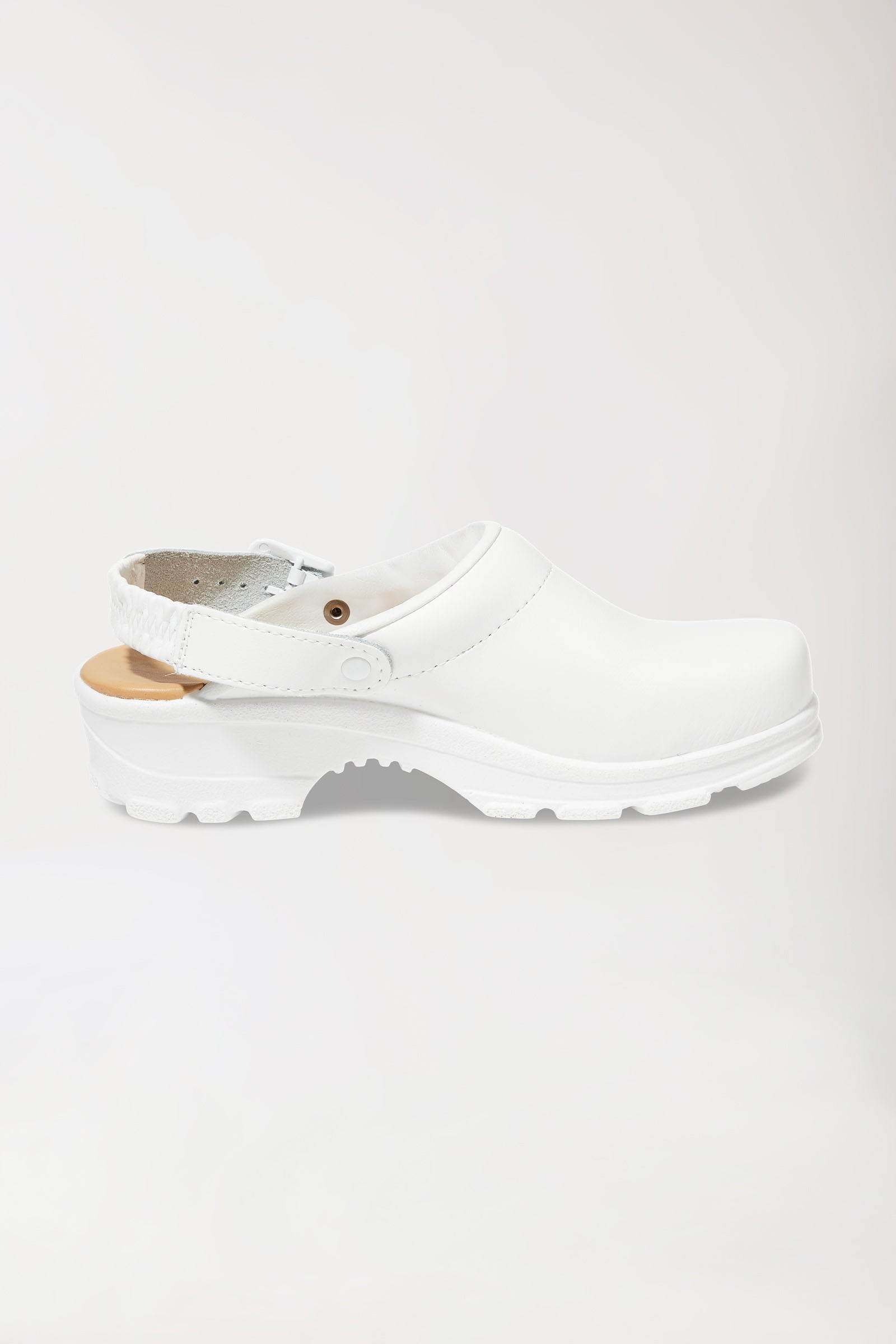 Sabots de travail blancs cuir Permair unisexe, Vue de face 